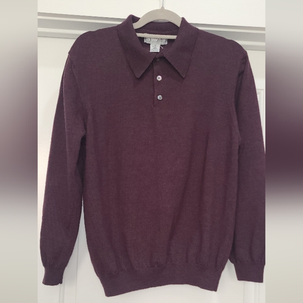 Ottimo 18 Via Roma Men's 100% Wool Long Sleeve Collared Sweater Medium Flawed